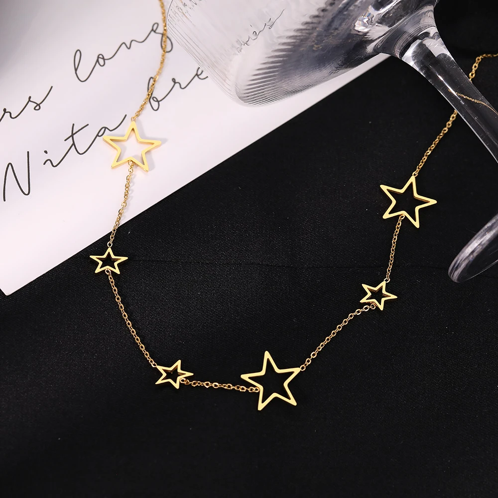 Stainless Steel Necklaces Exquisite Stars Choker High-end Sense Pendants Collar Kpop Fashion Necklace For Women Jewelry Gifts