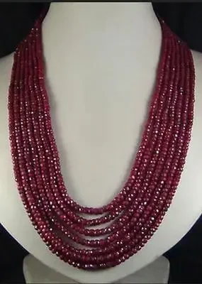 

NEW NATURAL 7ROW 2x4MM RUBY FACETED BEADS NECKLACE 17"-22"INCH