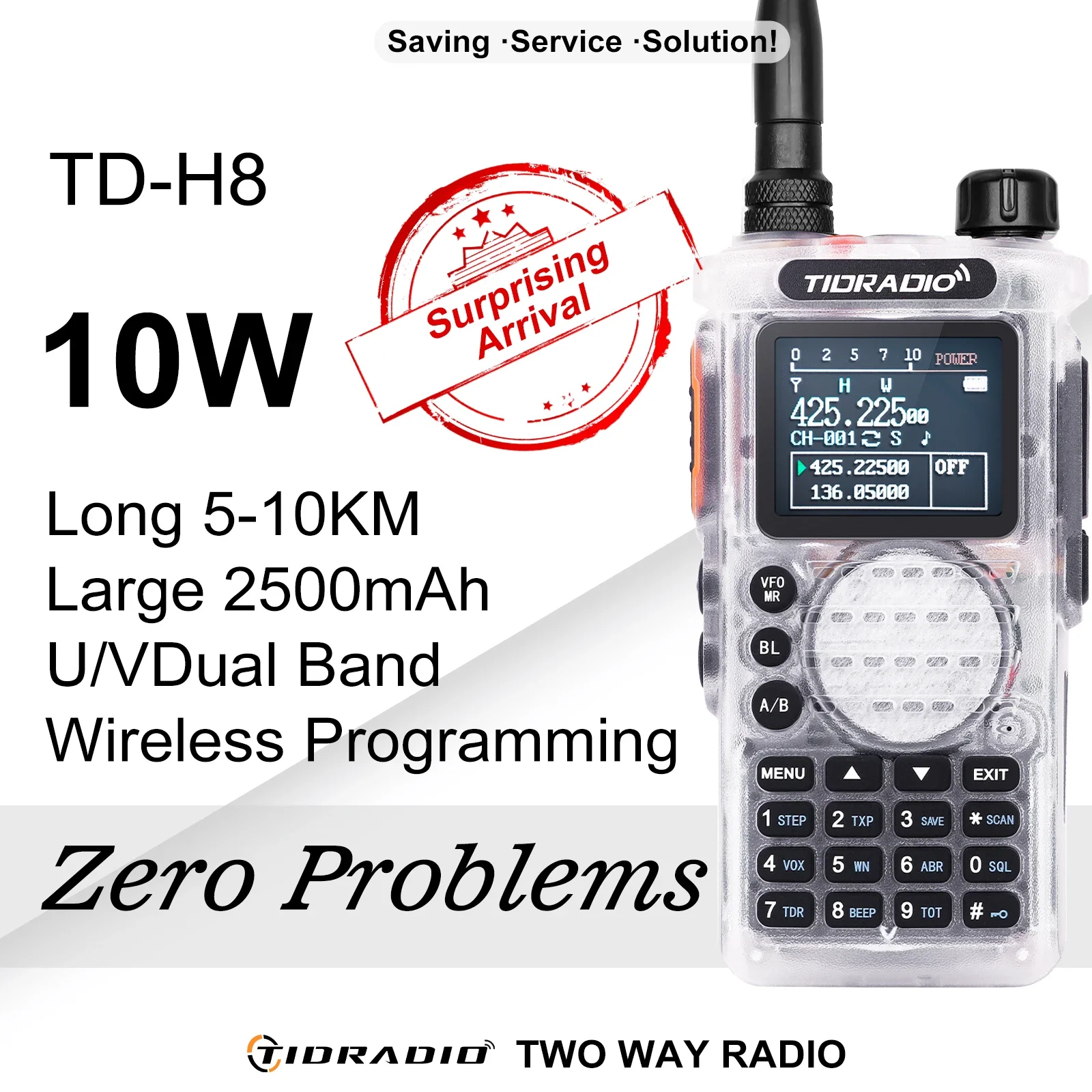 

TIDRADIO Portable Walkie Talkie long range Ham10W Radio Bluetooth connection cell phone programmable Two Way Commutator TD-H8