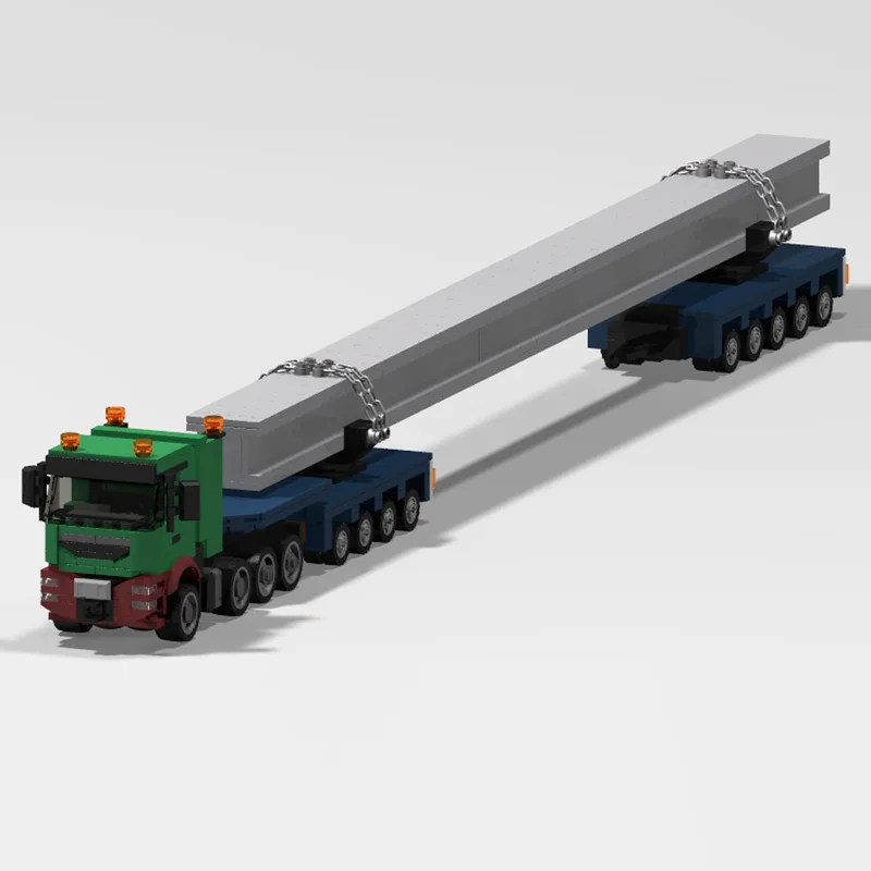 Modèle de voiture de ville MOC, briques de construction Schwertransporter Mit Stahltrole, technologie modulaire, cadeaux de vacances pour enfants, jouet à assembler
