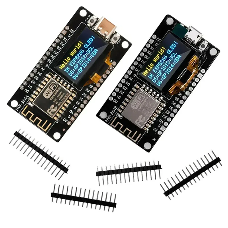 NodeMCU ESP8266 Development Board ESP-12F 0.96 OLED Module CH340 Driver Module WiFi Module Micro USB Type-C Interface Module