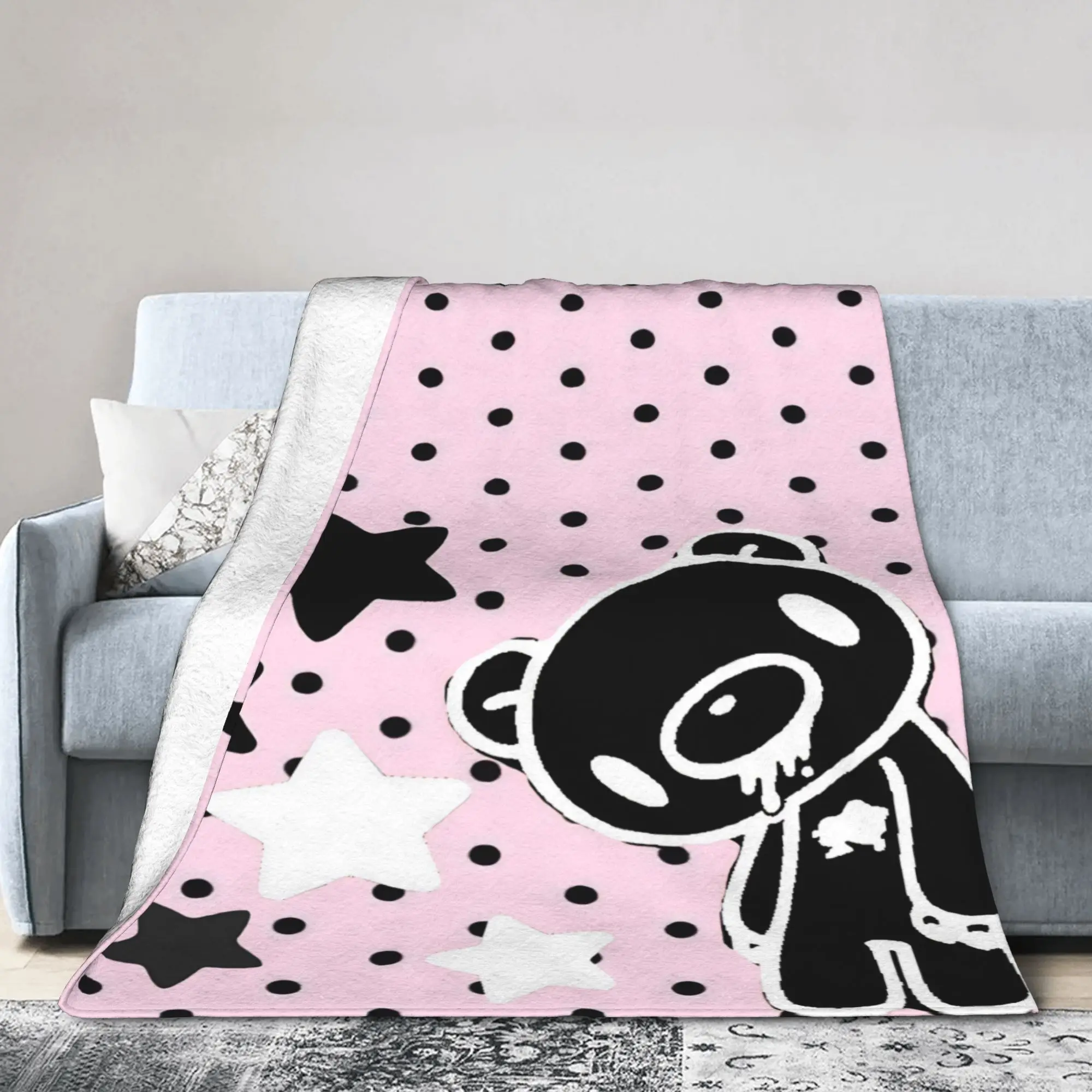 Pink Horror Bear  Blanket Cover Gloomys Fuzzy Throw Blankets Bed Sofa Personalised Lightweight Bedspread