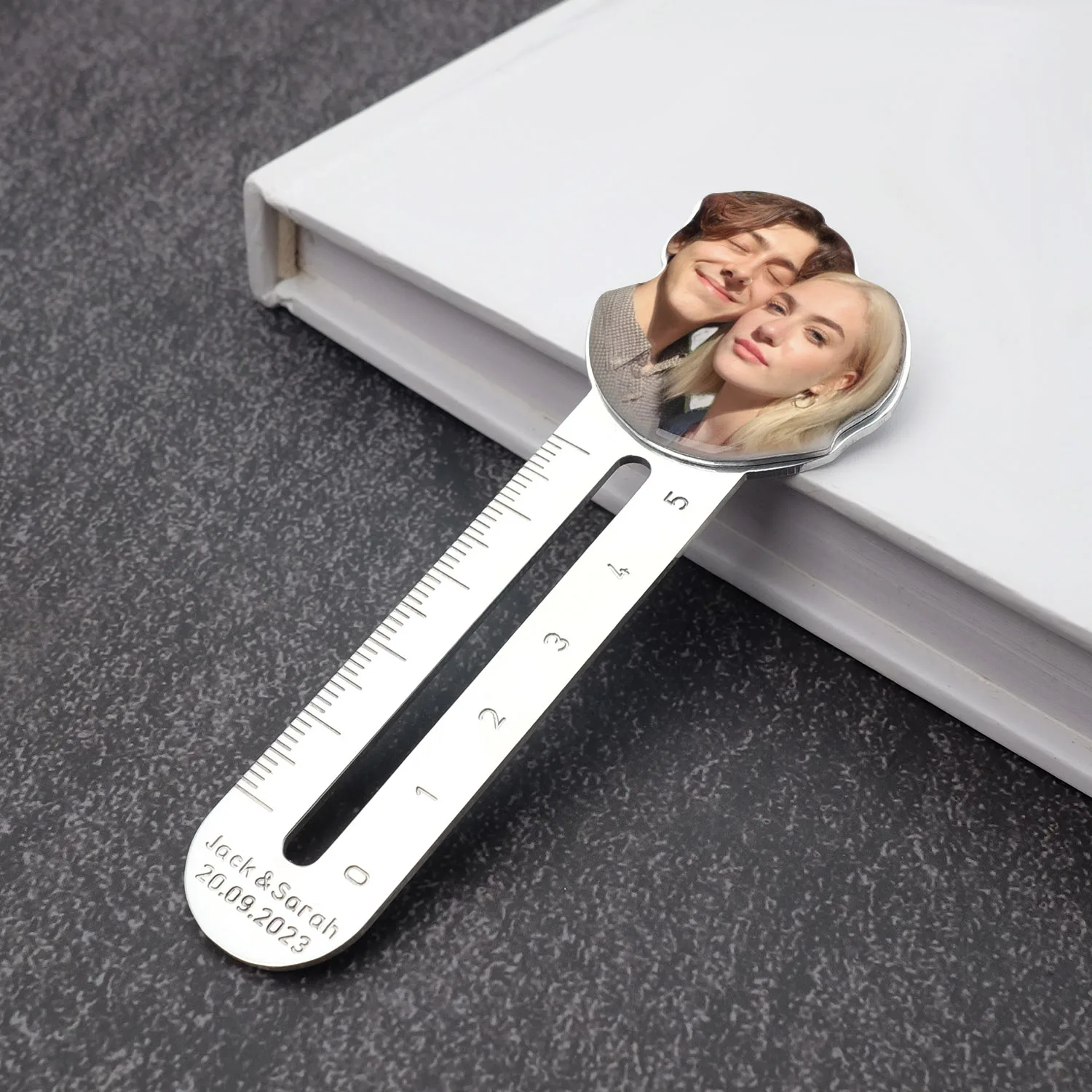 

Personalized Metal Bookmark with Photo Custom Photo Ruler Bookmark Student Stationery Metal Straight Ruler Bookmark Page Marker