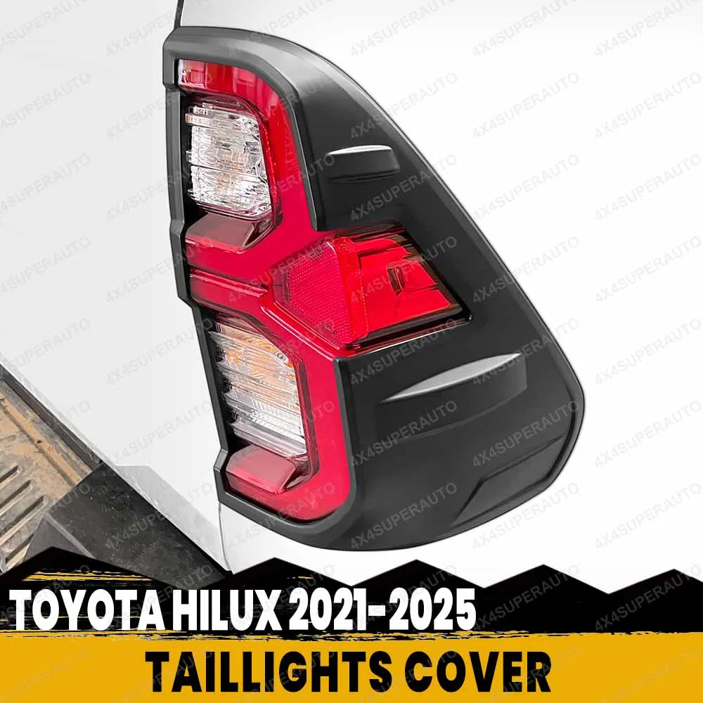 

Taillights Cover Trim For Toyota Hilux Revo 2021-2025 ABS Matte black Rear Lamp Cover Tail light Protector Car Accessories