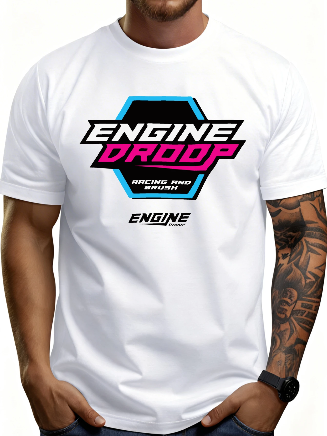 Men's Plain Graphic T-Shirt - Breathable, Soft, and Lightweight - Engine, Racing, and Brush Designs - Retro Fun Graphic Casual Short-Sleeve Summer Top, Gift for Others