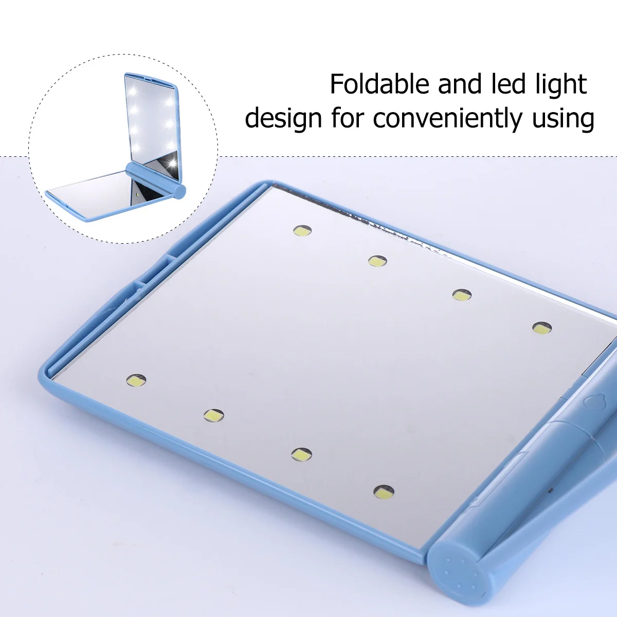 LED メイクアップミラー 折りたたみ式 ポータブル 両面ハンドヘルドミラー クリアな反射 シックな光沢 女性 女の子 ギフトアイデア