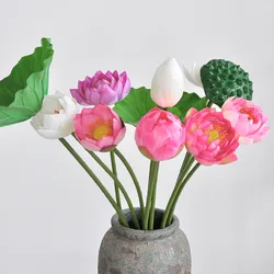 75cm Artificial Lotus Flower with Leaves and Seed Pods Faux Lotus Home Decor Potted Landscaping Flower Arrangement