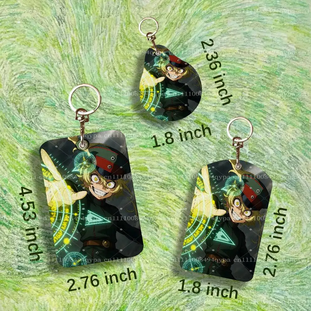 T-Tanya Degurechaff Youjo Senki PU Leather Card Holder with Keychain ID Card Holder Protective Cover For Credit Bus Subway Card