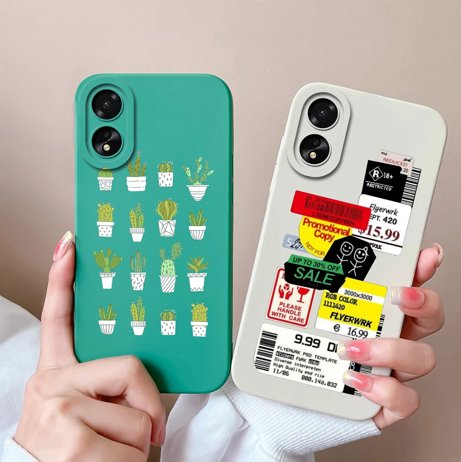 เคสโทรศัพท์กันกระแทกซิลิโคนเหลวแบบนิ่ม18 OppoA38, เคสโทรศัพท์ A18 A38 OPPO ลายการ์ตูนสำหรับ OPPO