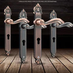 Narrow Antique Anti-theft  Entrance Garden Gate Lock Plate  Stainless Steel  Anti-explosion Security Bronze Lock Handle
