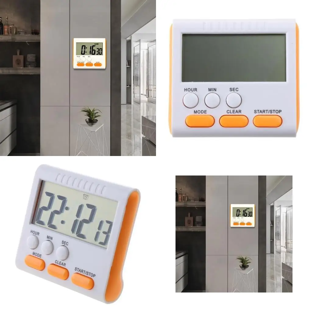 

652F Digital Timer for Teacher Small Timers for Kids Magnet Back Big LCD Display 24H