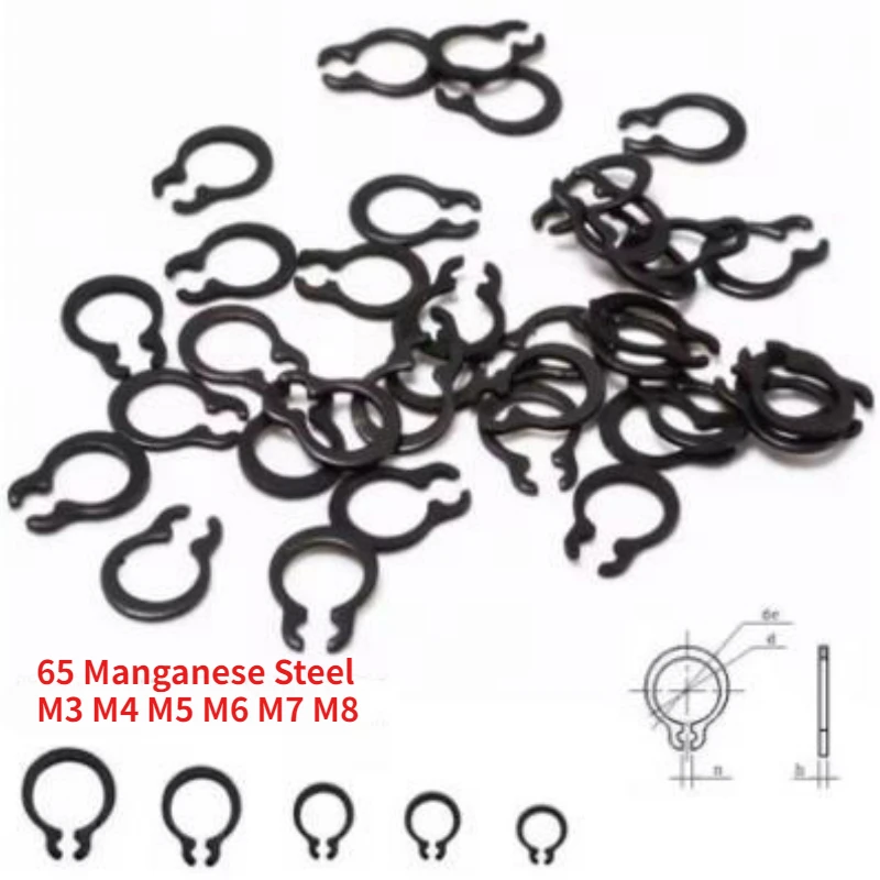 1000pcs M3 M4 M5 M6 M7 M8 C Type External Circlip Retaining Rings Shaft Circlip Washer 65 Manganese Steel Retaining Clip