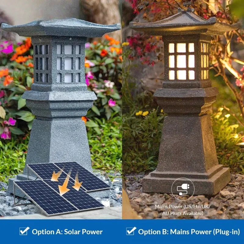 High-quality solar powder column design fiberglass lawn lamp, suitable for villa garden decoration