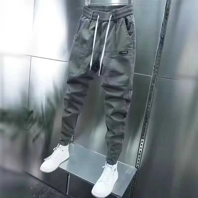 

Versatile Casual Loose Straight Leg Men's Pants High Waist Zipper Fly Cotton Linen Blend Spring Youth Faion Urban Sle