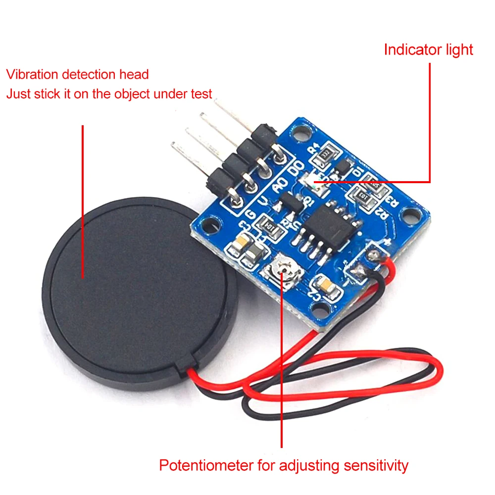 Vibration Switch Sensor Module Piezoelectric Vibration Tapping Sensor Module Vibration Switch Module 5.0V DC AD/DO