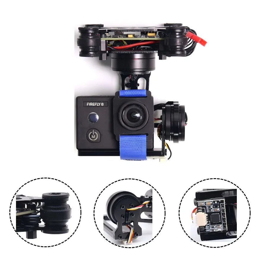 Rctosky suporte para câmera gimbal sem escova de 3 eixos e controlador storm32 de 32 bits amplo para gopro3/gopro4/sj4000/xiaomi fpv câmera drone