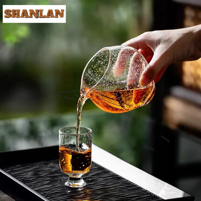 250ml Japanese-style Glass Bubble Tea Pitcher Tea Divider Cha Hai Dispenser Justice Cup Fair Mug Chinese Tea Set Supplies Gift