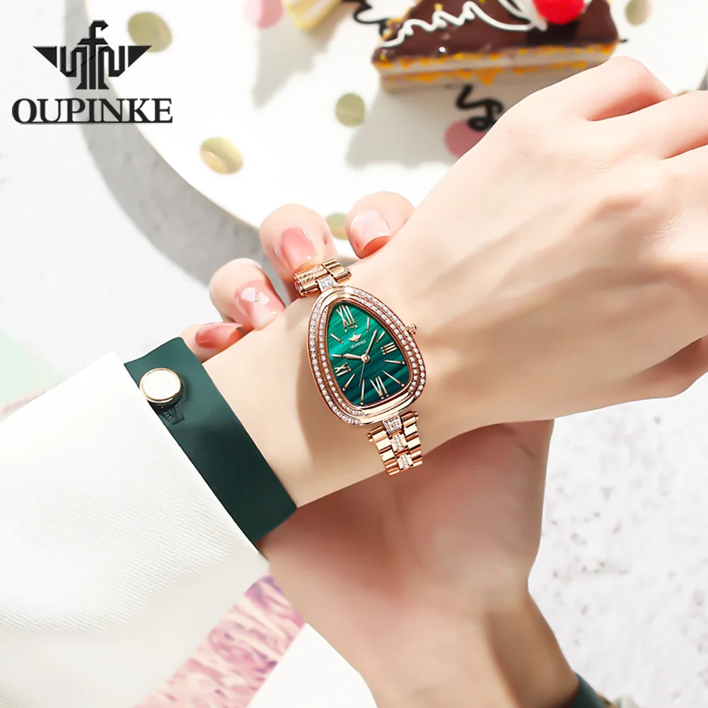 OUPINKE 3192 Women Watch Luxury Elegant Stainless Quartz Wristwatch Waterproof Luminous Ladies Date Watch Bracelet Set Gift