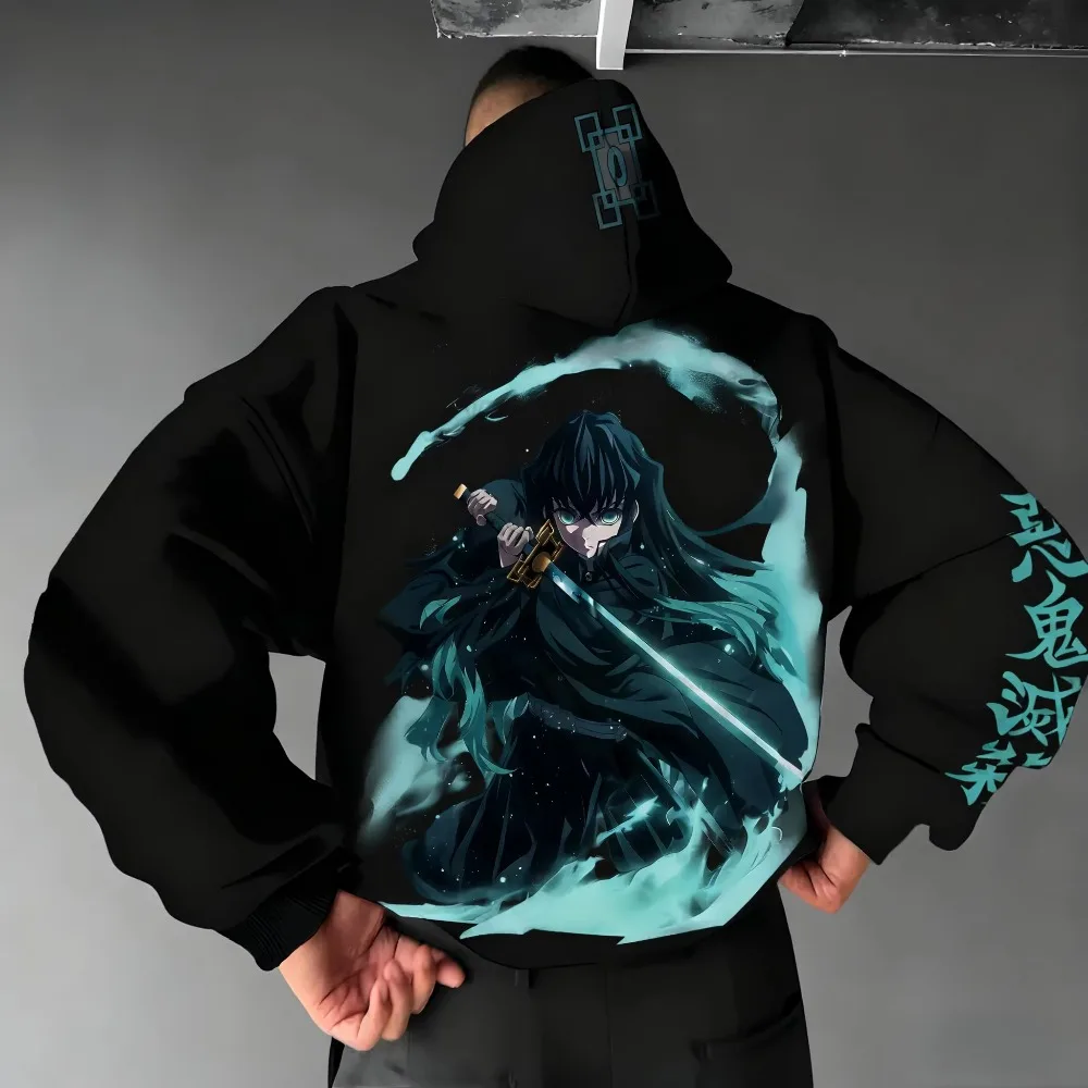 

Толстовка с капюшоном в стиле аниме «Убийца демонов», осень/зима, мужская и женская новинка, повседневный свободный топ с принтом Токито Муичиро, свободный топ для родителей и детей