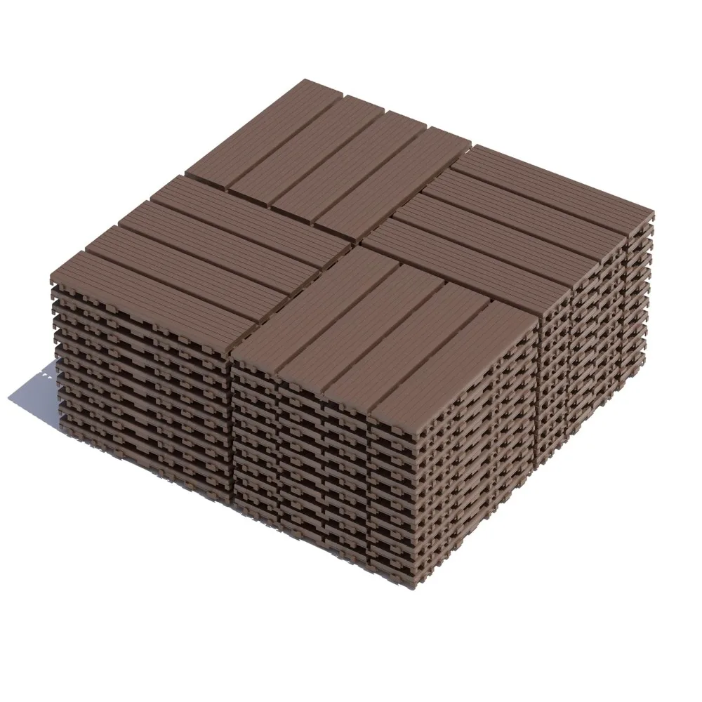 Plastic Interlocking Patio Deck Tiles, 44 Pack 12