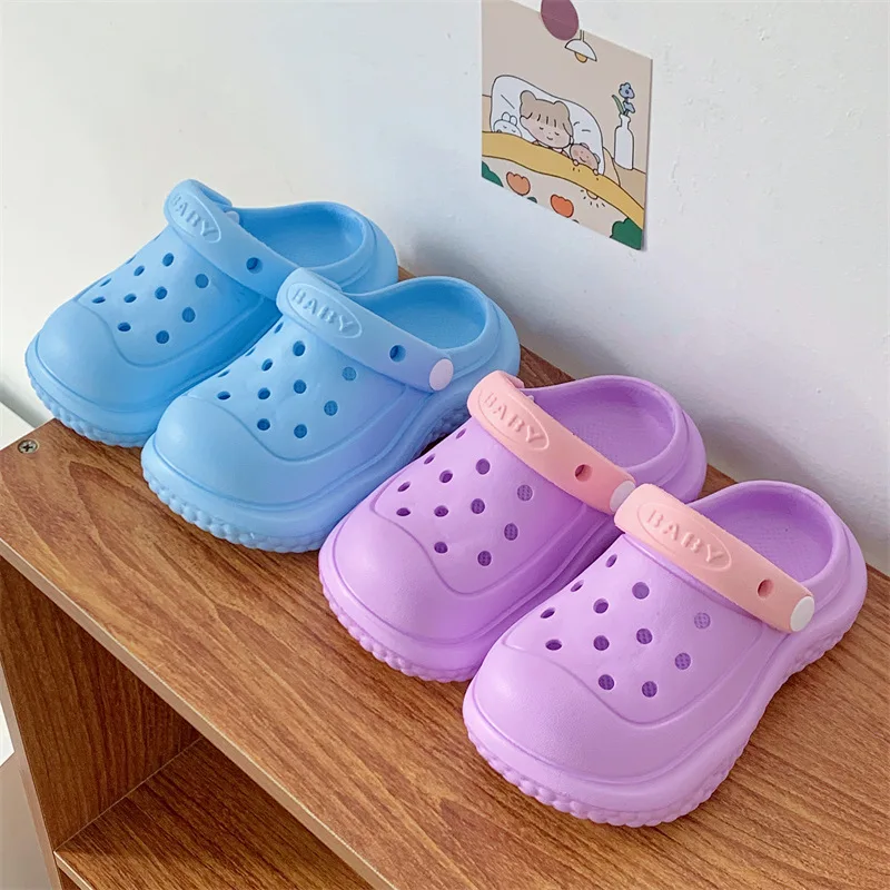 Children\'s Slippers Summer New Solid Candy Colors Girl Baby Shoes Boys\' Soft Sole Non Slip Home Bathroom Cool Slippers