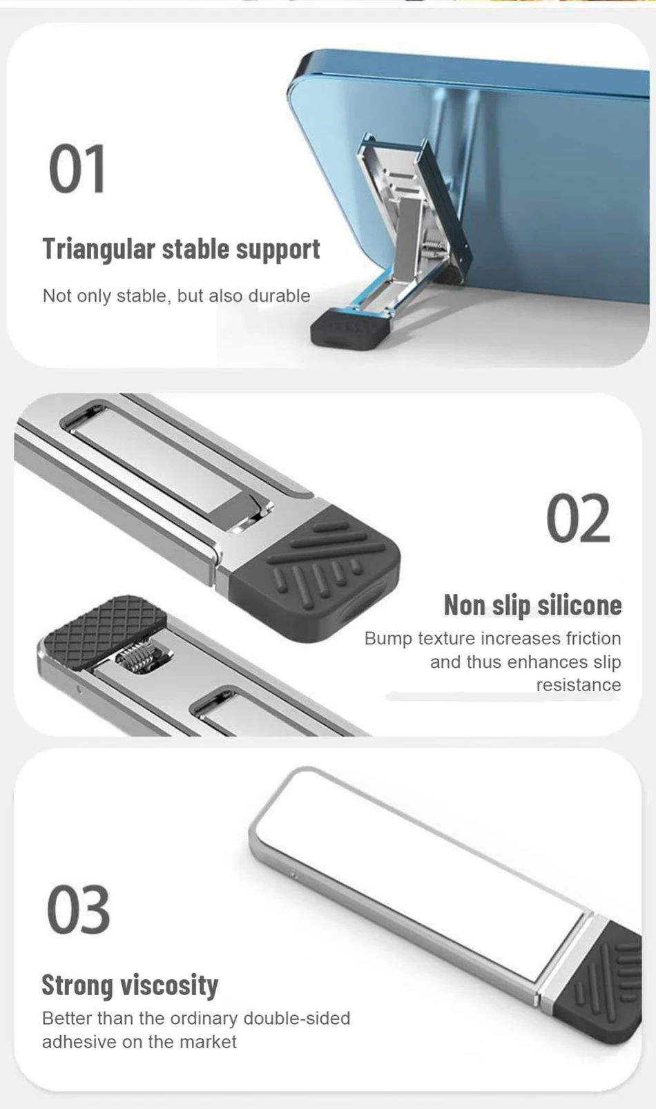 Xnyocn Laptop-Ständer, Aluminiumlegierung, Mini-Klapphalter, 3-Höhenverstellung, Notebooks, Halterung, Zubehör für MacBook, Smartphone – Detail 6