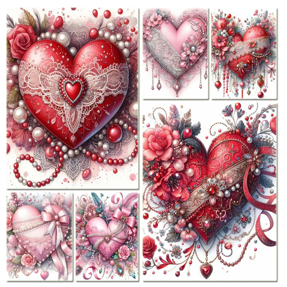 Hearts Flowers  5d DIY Full Diamond Painting Flower New Diamond Mosaic Embroidery For Birthday Gift Room Decor