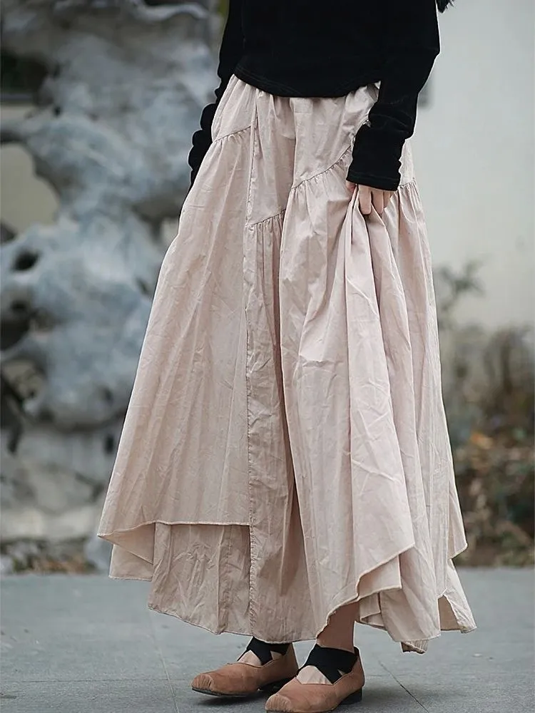 

Юбка с эластичной талией и асимметричным подолом, свободного кроя, из полиэстера, с принтом, однотонная, для повседневной носки