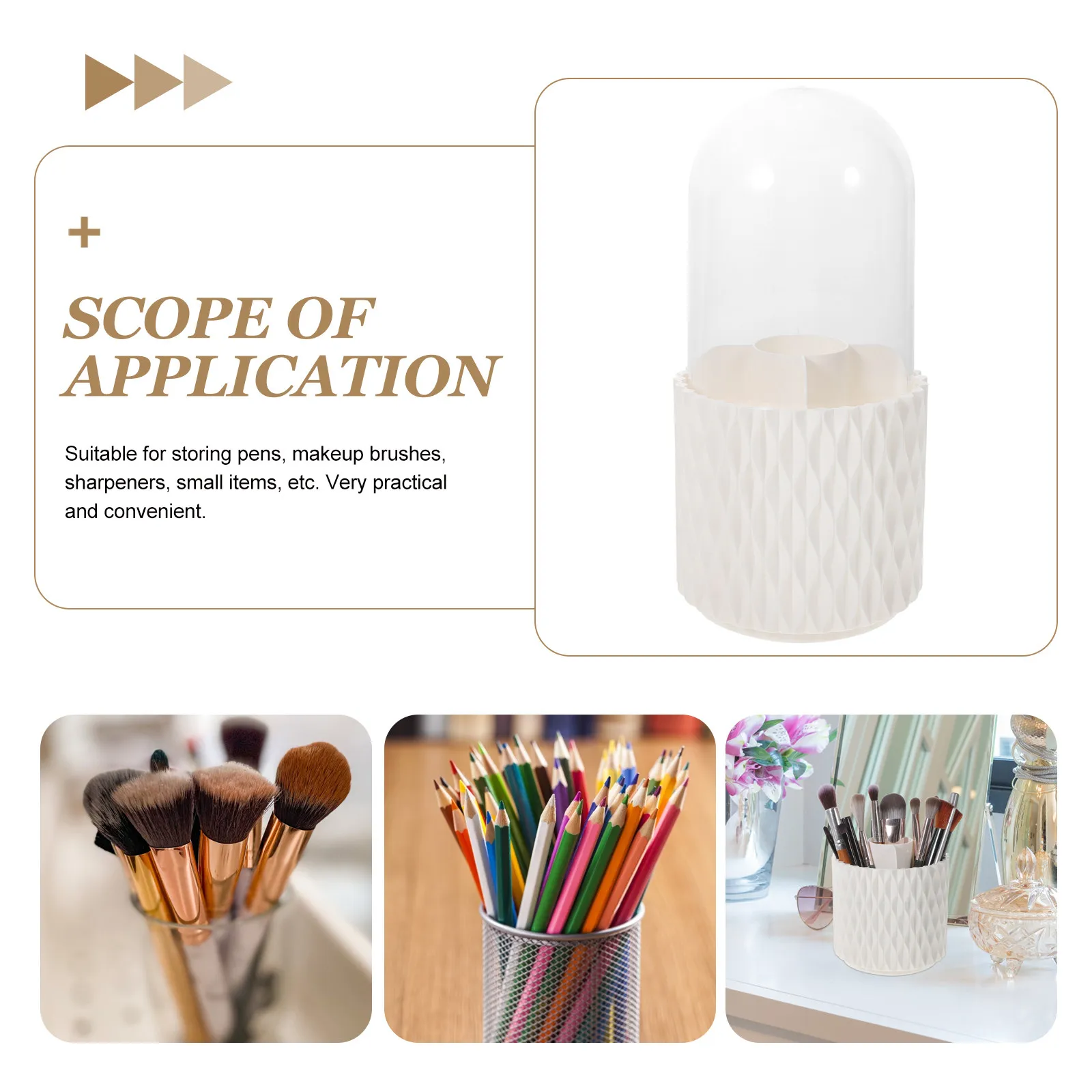 

Вращающийся органайзер для кистей для макияжа премиум-класса для стола, дома, офиса, школы, контейнер для хранения кистей с гладкой поверхностью