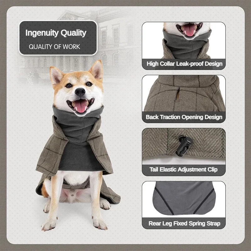 New Pet Clothes Autumn/Winter Dog Cotton Clothes British Gentleman Windbreaker Winter Cold and Warm Dog Clothes