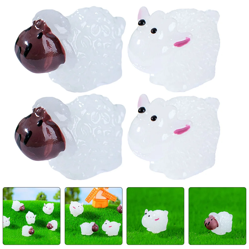 

20pcs Glow In The Dark Mini Sheep Resin Luminous Decor For House Garden Desktop Office Tabletop Living Room Night Light