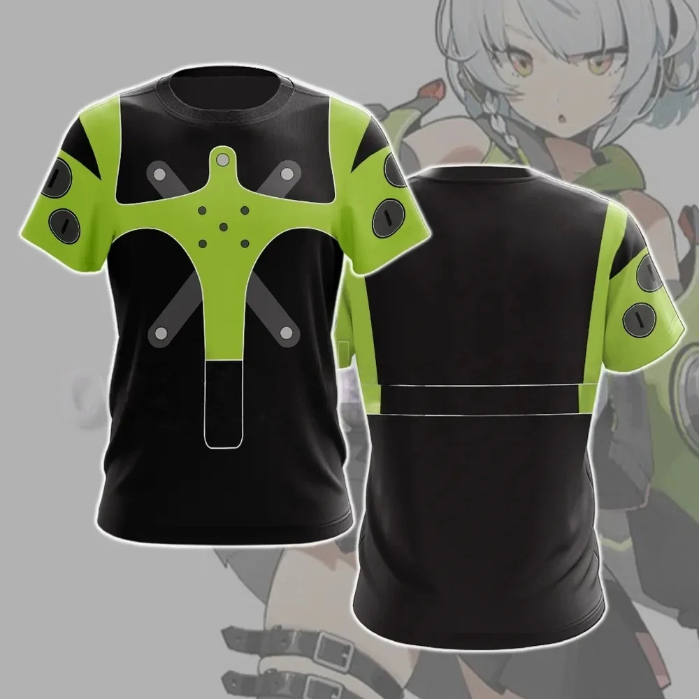 Game Zenless Zone Zero Anby Demara Cosplay T Shirt Men/Women Fashion Short Sleeve O-Neck T-Shirt Street Harajuku Y2k Clothing