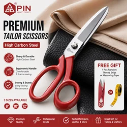 PIN Professional Stainless Steel Tailor Scissors - Ultra Sharp Sewing & Leather Craft Shears, Dressmaking DIY Gifts for Mother