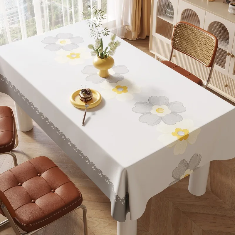 Small Fresh Tablecloth Sheepskin Texture No Wash Oil Proof Waterproof Table Cover Rectangular Dining Table Coffee Table Mat