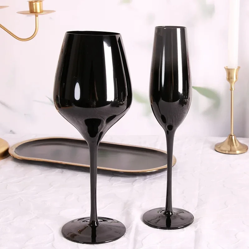 Nordic Black Lead-Free Crystal Glass Champagne Cup Goblet Wine Glass Light Luxury Retro Multi-Purpose Wine Glasses