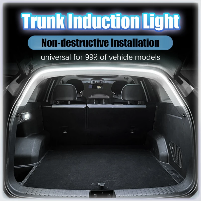 Car Trunk Led Light Strip Waterproof PVC Flexible Ambient Light Strip Automatic On/Off Hidden Installation Universal for Suv/Mpv