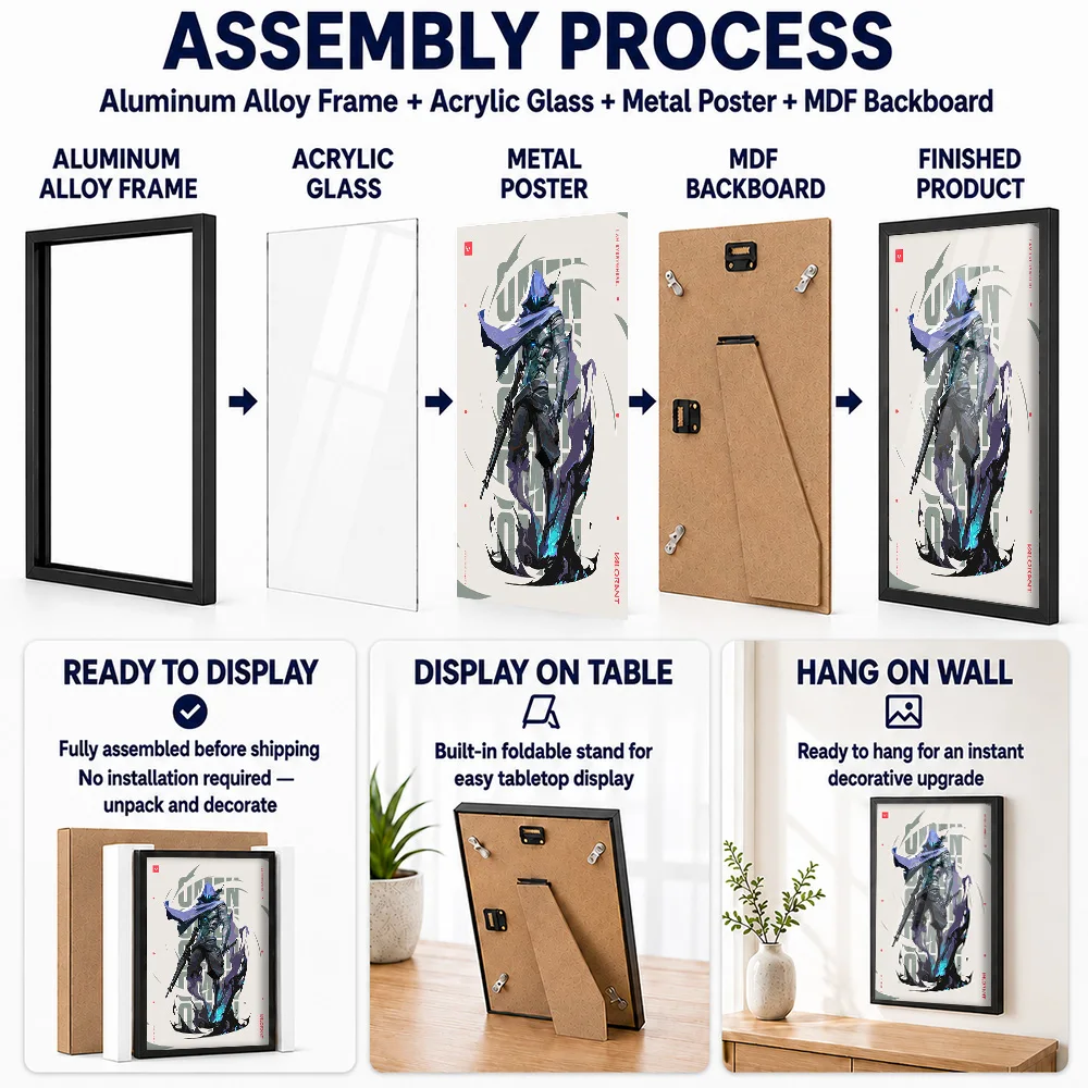 VALORANT Framed Aluminum Metal Poster Customized Photo Competitive Esports Style Wall Art For Command Center Strategy Fan Gift