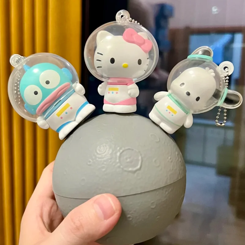 오리지널 Sanrio 캐릭터 캔디 플래닛 시리즈 블라인드 박스 헬로 키티 Cinnamoroll 피규어 모델 미스터리 볼 Diy 펜던트 재미있는 선물