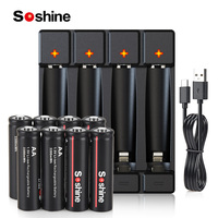Soshine 1.5V Lithium Li-ion Battery and AA Charger 1.5V AA Rechargeable Battery 3300mwh Batteries for Toys Remote Control Camera