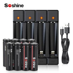 Soshine 1.5V AA Lithium Rechargeable Battery 1.5V Lithium Li-ion Battery 3300mwh AA Batteries for toys Remote Control Camera