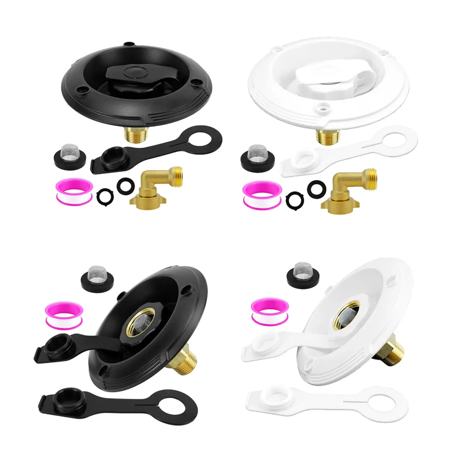 

RV City Water Inlet 3/4 NH Female to 1/2 NPT Male Brass Flange Freshwater Connection for Marine Boat