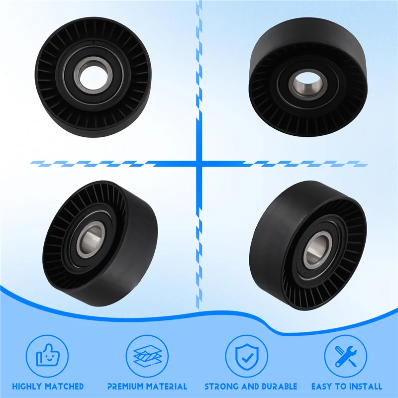 A45F-Fan Belt Tensioner Pulley V Ribbed Idler For BMW E46 E39 E38 E36 E53 11281433571