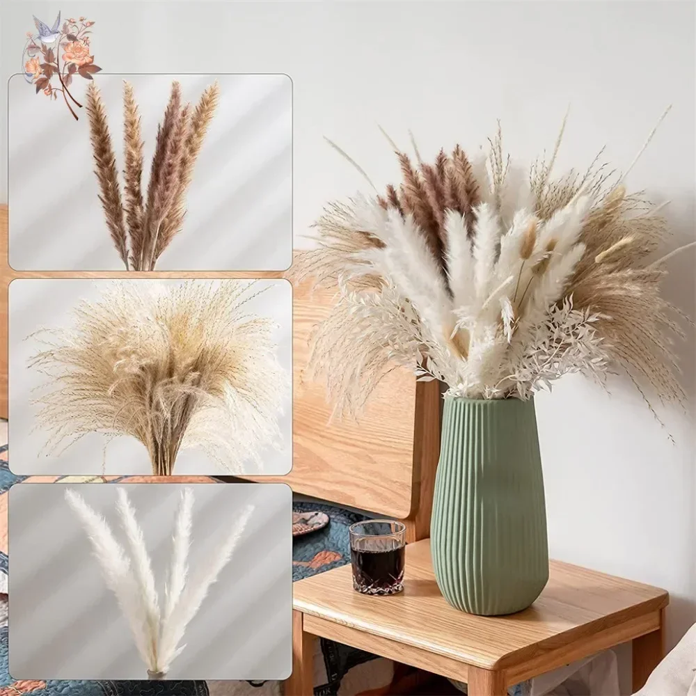 88pcs Natural Fluffy Dried Pampas Grass Decorative Flowers Bouquet Nordic Home Vase Filler Bunny Tail Wedding Table Centerpieces