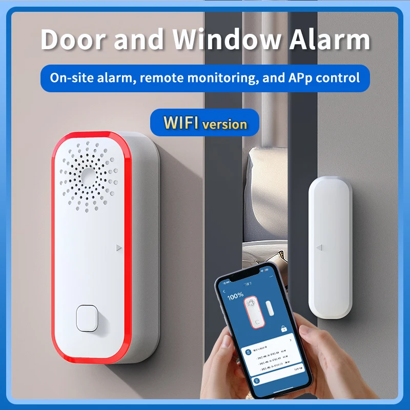 

Tuya Wifi Door Window Sensor Open Close Detector Window Entry Sensor Security Sound And Light Alarm Smart Home Security Alarm