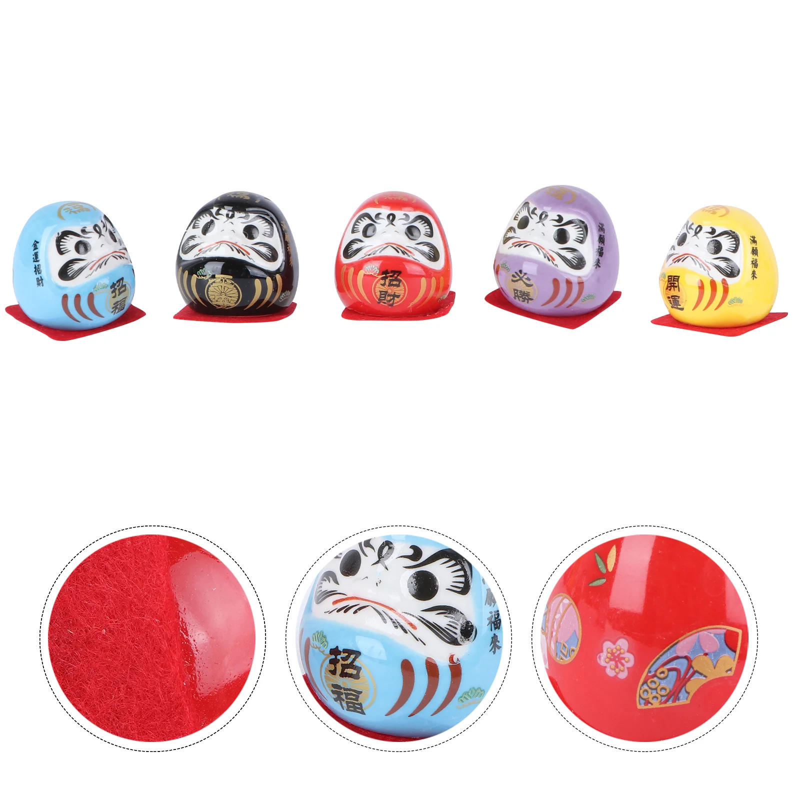 

5 Pcs Bodhidharma Ornaments Decorative Prop Desktop Mushroom Tumbler Party Home Ceramics Mother Decoration