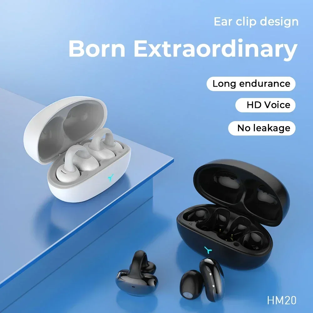 M20 TWS Bluetooth Headphones Wireless Bone Conduction Headset Noise Canceling Clip-on Earphones