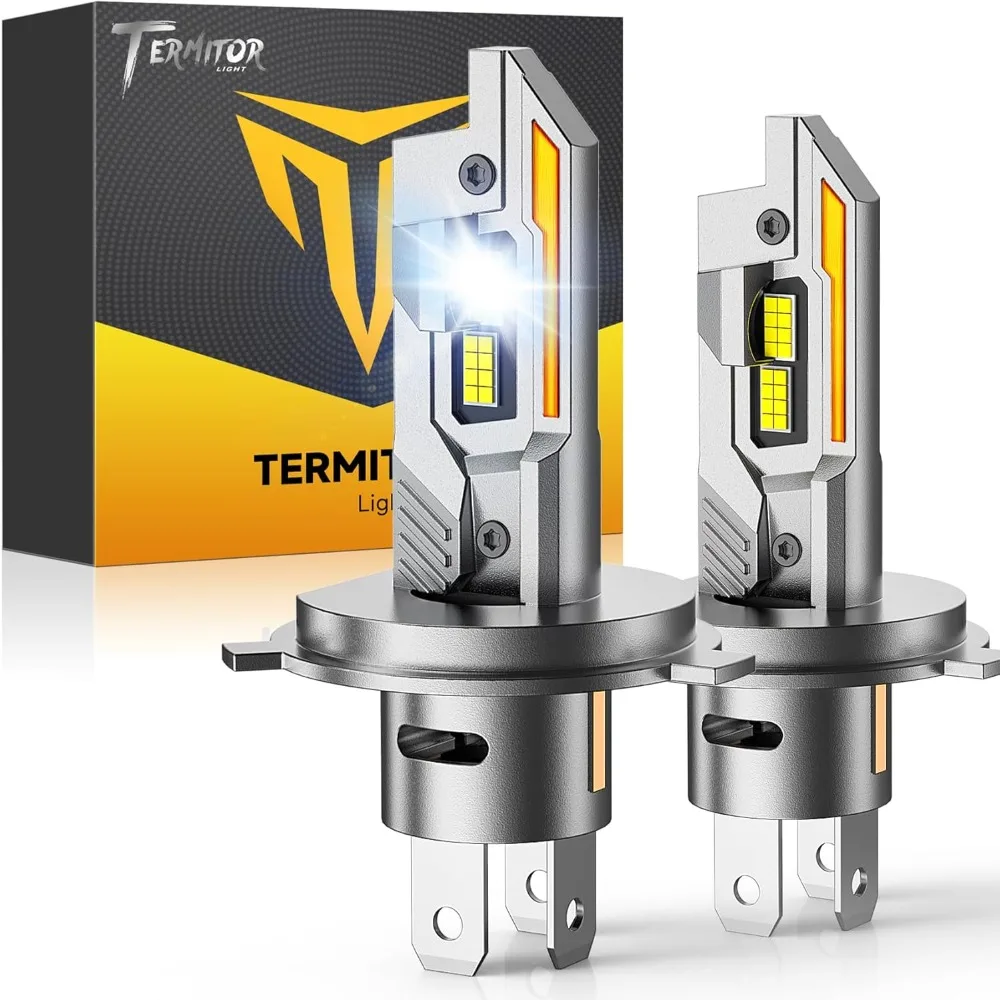 

H4/9003/HB2 Light Bulbs Hi/Low Beam, 36,000LM 900% Super Brighter, 6500K Cool White, Real 1:1 Halogen Mini Size with Cooling Fan