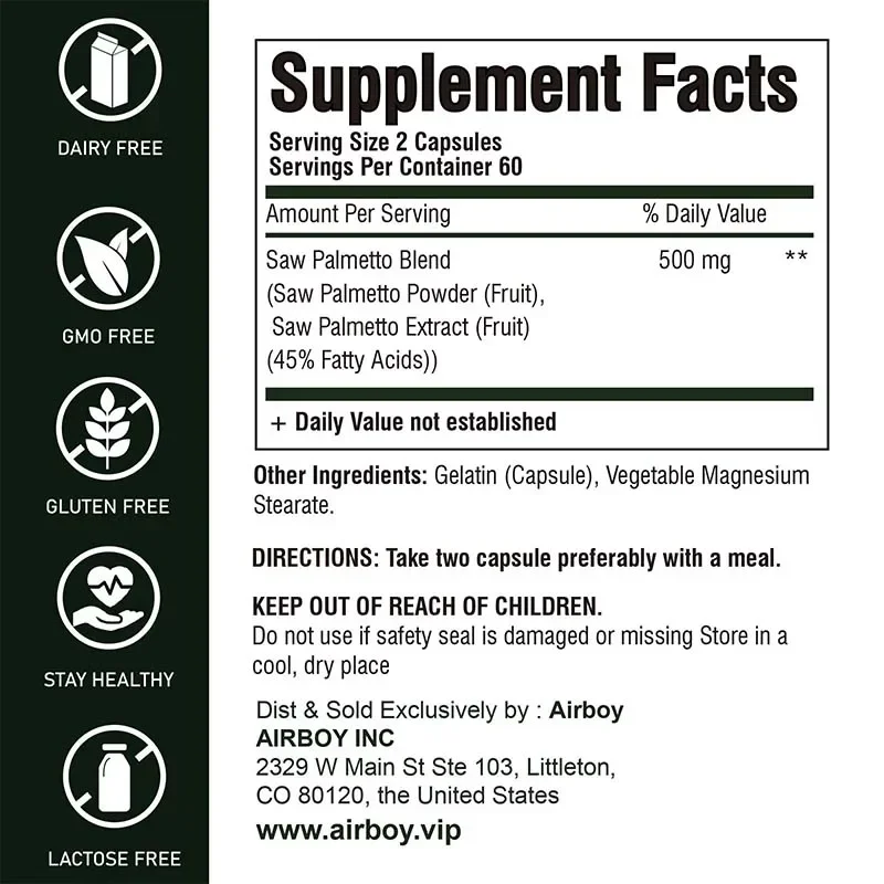 Saw Palmetto Capsules - Reduce Frequent Urination, For Prostate and Bladder Health, Promotes Hair Growth, Maintain Vitality - Image 2