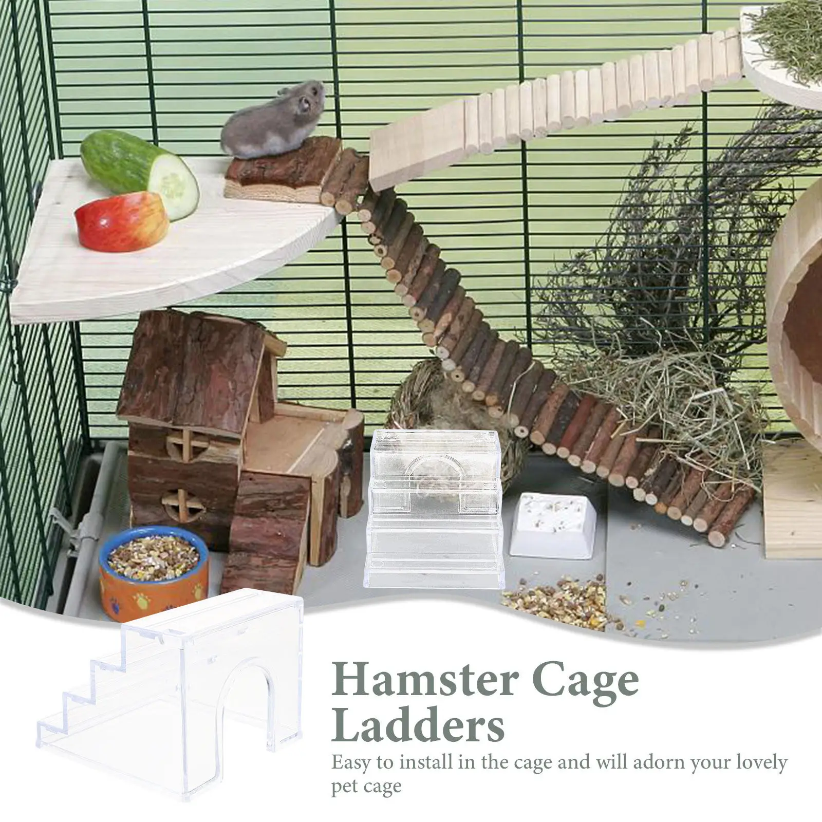 Acrylic Hamster Ladder for Small Pets Anti-Slip Climbing Platform with Hideout Design Hamster Cage Landscaping Ladder - view 6