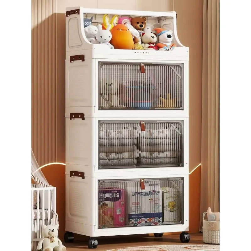 Simple installation-free foldable multi-layer crevice storage cabinet baby snack toy storage box daily storage cabinet